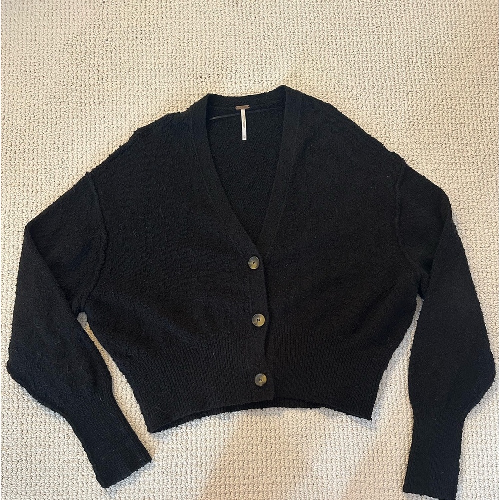 Free People slouchy black cardigan XS